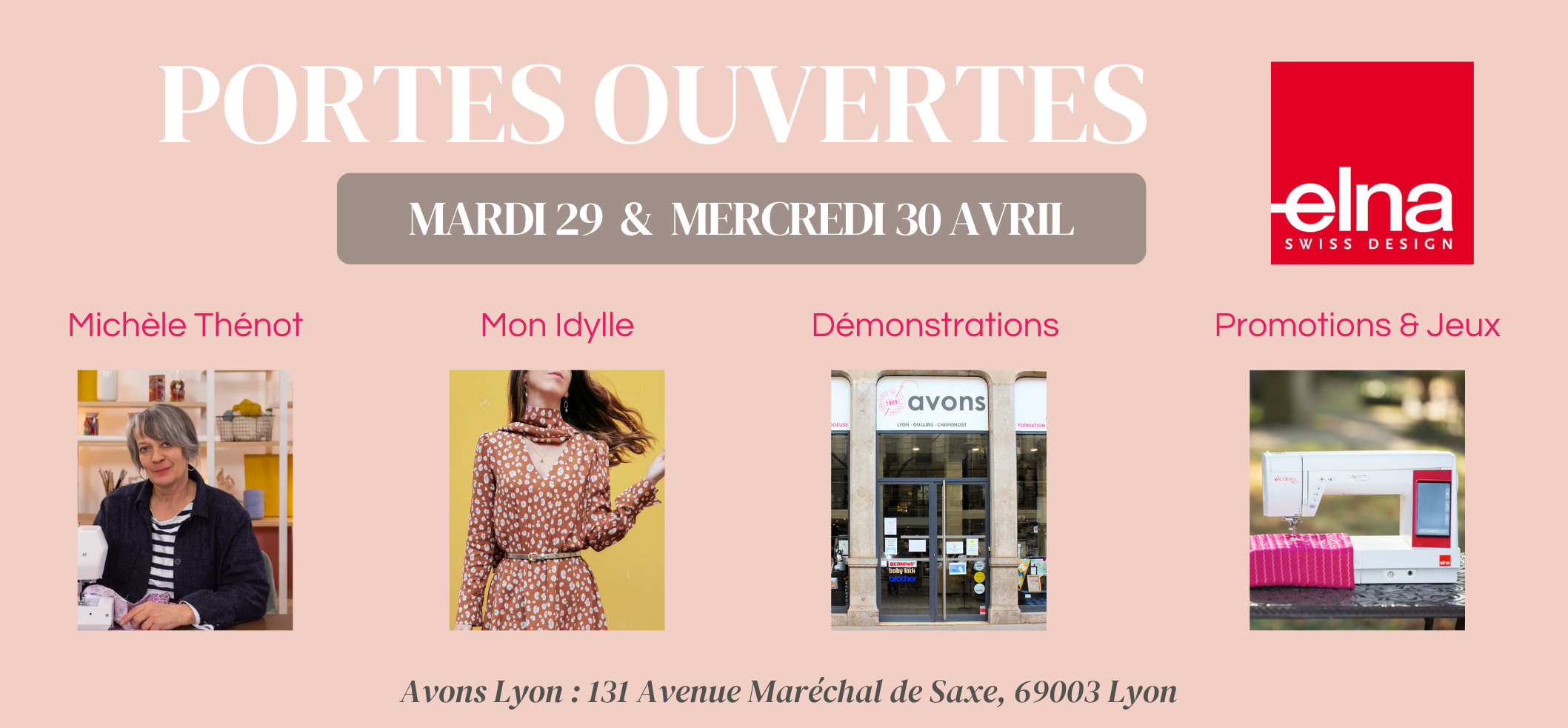 Portes Ouvertes Elna dans la boutique de Lyon le 29 et 30 avril